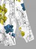 Robe midi trapèze à imprimé fleurs et feuilles Hawaii avec poches fendues - Blanc XXS