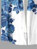 Chemise hawaïenne à poche boutonnée avec imprimé fleurs, feuilles et branches pour homme - Bleu 3XL