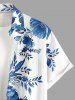 Chemise hawaïenne à poche boutonnée avec imprimé fleurs, feuilles et branches pour homme - Bleu 3XL