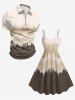 Robe A-line imprimé motif vague ombre - Bronze M