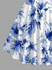 Robe débardeur Hawaii à imprimé hibiscus et feuilles tropicales, bretelles croisées et nœud - Bleu XS