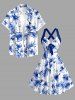 Robe débardeur Hawaii à imprimé hibiscus et feuilles tropicales, bretelles croisées et nœud - Bleu XS