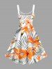 Robe débardeur Hawaii à imprimé fleurs et feuilles tropicales (bretelles réglables) - Orange M