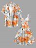Robe débardeur Hawaii à imprimé fleurs et feuilles tropicales (bretelles réglables) - Orange M