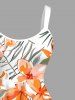 Robe débardeur Hawaii à imprimé fleurs et feuilles tropicales (bretelles réglables) - Orange M