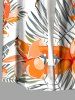 Chemise hawaïenne pour homme à imprimé fleurs et feuilles tropicales, avec boutons et poche - Orange 3XL