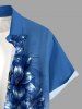 Chemise hawaïenne pour homme à imprimé fleurs, croix, blocs de couleur et éclaboussures de peinture, avec boutons et poche - Bleu 3XL