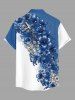 Flowers Cross Colorblock Paint Splatter Print Buttons Pocket Hawaii Shirt For Men -  