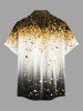 Ombre Sequin Scintillant Impression 3D Boutons Poche Chemise Hawaïenne Pour Homme - Brun Doré 3XL