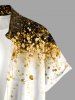 Ombre Sequin Scintillant Impression 3D Boutons Poche Chemise Hawaïenne Pour Homme - Brun Doré 3XL