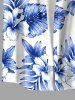 Hibiscus Flower Tropical Leaf Print Buttons Pocket Hawaii Shirt For Men -  