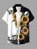 Tenue de plage hawaïenne assortie pour couple avec imprimé crânes et tournesols - Noir 