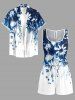 Matching Hawaii Shirt and Romper Beach Outfit Flower Leaf Print For Couples -  