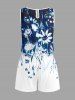 Matching Hawaii Shirt and Romper Beach Outfit Flower Leaf Print For Couples -  