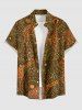 Giraffe Ethnic Floral Print Buttons Pocket Hawaii Shirt For Men -  