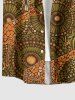 Giraffe Ethnic Floral Print Buttons Pocket Hawaii Shirt For Men -  