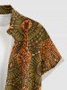 Chemise hawaïenne pour homme Giraffe à imprimé floral ethnique, avec boutons et poche - Brun Légère 3XL