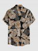 Vintage Ethnic Geometric Graphic Print Hawaii Button Pocket Shirt For Men -  