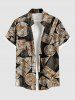 Vintage Ethnic Geometric Graphic Print Hawaii Button Pocket Shirt For Men -  