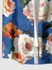 Chemise hawaïenne à imprimé feuilles et fleurs, poche boutonnée, pour homme - Bleu Ciel 3XL
