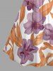 Robe trapèze imprimé fleurs et feuilles tropicales Hawaï, froncée, à bretelles entrecroisées - Violet Terne 6X