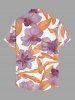 Chemise hawaïenne pour homme à imprimé fleurs et feuilles tropicales, avec boutons et poche - Violet Terne S