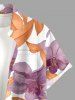 Chemise hawaïenne pour homme à imprimé fleurs et feuilles tropicales, avec boutons et poche - Violet Terne S