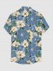 Chemise hawaïenne homme à imprimé fleurs et feuilles d'hibiscus, avec poche boutonnée - Bleu Ciel 6XL