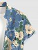 Chemise hawaïenne homme à imprimé fleurs et feuilles d'hibiscus, avec poche boutonnée - Bleu Ciel 6XL