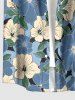 Chemise hawaïenne homme à imprimé fleurs et feuilles d'hibiscus, avec poche boutonnée - Bleu Ciel 6XL