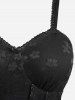 Robe débardeur asymétrique froncée en jacquard dentelle fleurie - Noir M