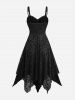 Robe débardeur asymétrique froncée en jacquard dentelle fleurie - Noir M