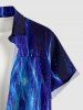 Chemise hawaïenne pour homme avec impression 3D de flammes et de galaxies pailletées, boutons et poche - Bleu 3XL
