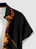 Chemise hawaïenne pour homme à imprimé fleurs colorblock, boutons et poche - Orange 3XL