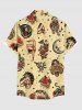 Skull Flower Butterfly Tiger Watermelon Print Buttons Pocket Hawaii Shirt For Men -  