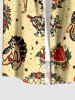 Skull Flower Butterfly Tiger Watermelon Print Buttons Pocket Hawaii Shirt For Men -  