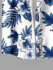 Hibiscus Flower Tropical Leaf Print Buttons Pocket Hawaii Shirt For Men -  
