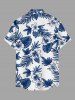 Hibiscus Flower Tropical Leaf Print Buttons Pocket Hawaii Shirt For Men -  