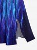 Robe Midi Hawaii à fente, imprimé 3D Flamme de Feu Galaxy Glitter - Bleu 3X