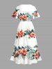 Robe midi fendue Hawaii à imprimé hibiscus et feuilles tropicales - Blanc M