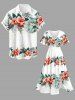Hibiscus Flower Tropical Leaf Print Split Hawaii Midi Dress -  
