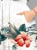 Hibiscus Flower Tropical Leaf Print Split Hawaii Midi Dress -  