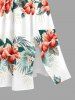 Hibiscus Flower Tropical Leaf Print Split Hawaii Midi Dress -  