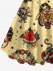 Robe débardeur Hawaii à imprimé crâne, fleur, papillon, tigre et pastèque(bretelles ajustables) - café lumière XXS