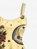 Robe débardeur Hawaii à imprimé crâne, fleur, papillon, tigre et pastèque(bretelles ajustables) - café lumière XXS