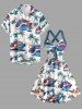 Coconut Tree Sun Ship Flowers Leaf Print Crisscross Straps Bowknot Hawaii Tank Dress -  