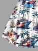 Coconut Tree Sun Ship Flowers Leaf Print Crisscross Straps Bowknot Hawaii Tank Dress -  