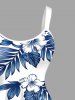 Robe débardeur Hawaii imprimé fleurs d'hibiscus et feuilles tropicales (bretelles ajustables) - Bleu XXS
