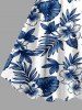 Robe débardeur Hawaii imprimé fleurs d'hibiscus et feuilles tropicales (bretelles ajustables) - Bleu XXS