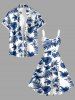 Robe débardeur Hawaii imprimé fleurs d'hibiscus et feuilles tropicales (bretelles ajustables) - Bleu XXS